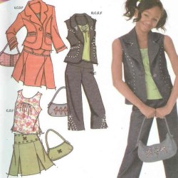 4260 GIRL JACKET, TOP, SKIRT, CROP PANTS, PURSE PATTERN 8-16